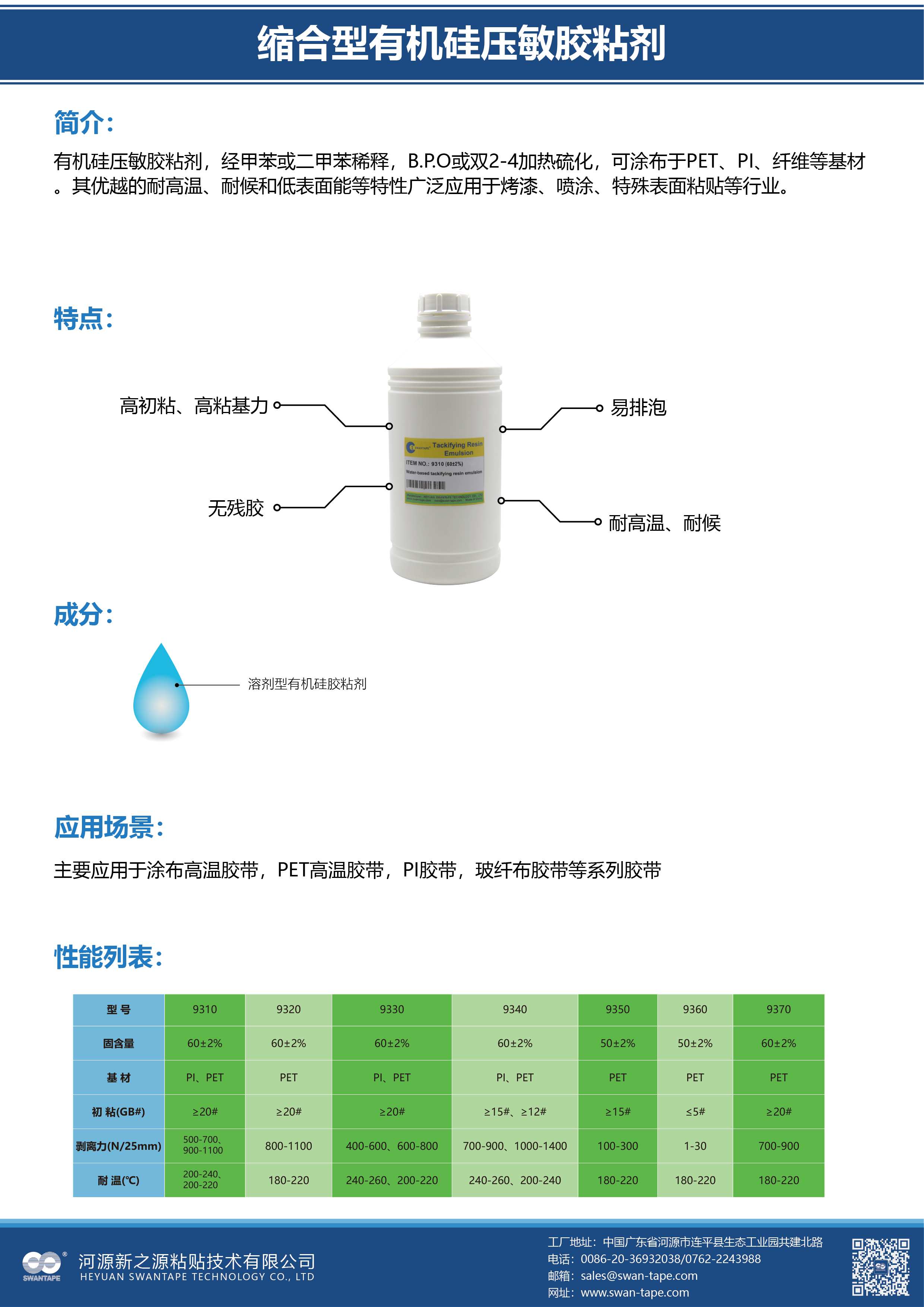 缩合型有机硅压敏胶粘剂